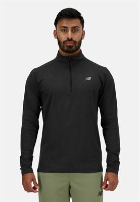 NB M SPACE DYE 1/4 ZIP BLACK HEATHER